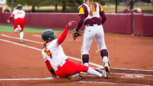 Maia Pietrzak, Ball State softball game action; at Central Michigan, Game 1 on March 21, 2026