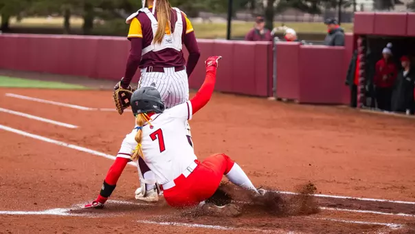 Maia Pietrzak, Ball State softball game action; at Central Michigan, Game 1 on March 21, 2026