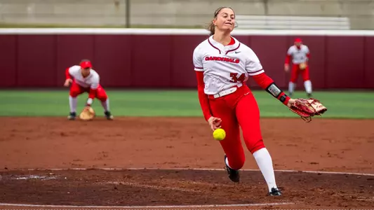 Bridie Murphy, Ball State softball game action; at Central Michigan, Game 1 on March 21, 2026