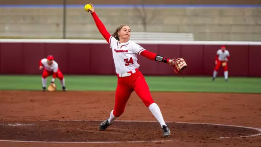 Bridie Murphy, Ball State softball game action; at Central Michigan, Game 1 on March 21, 2026