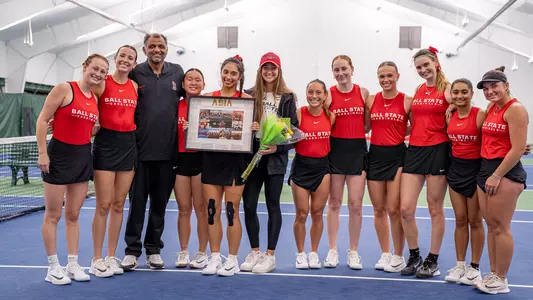 Senior Asia Ting Fontana and the Ball State Women's Tennis Team and Coaching Staff