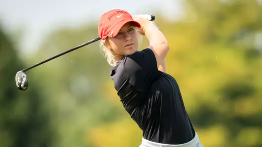 Skylar Dean hitting off the fairway at the Brittany Kelly Classic