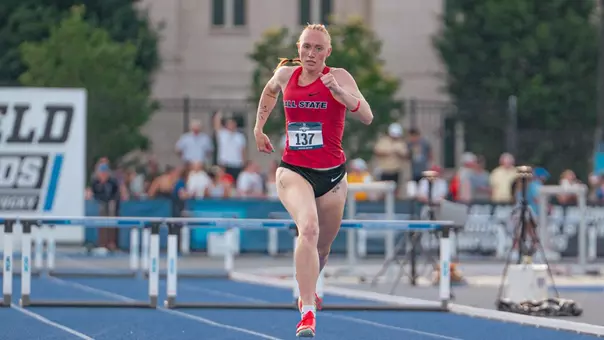 Kenli Nettles runs the 400m hurdles at the NCAA East Regional First Round
