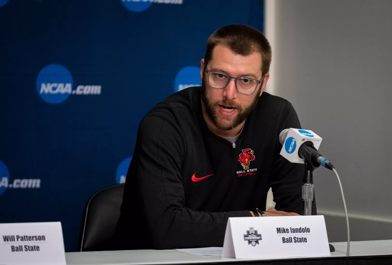 The Ball State men's volleyball team competes against the University of California Irvine in the NCAA Semi-Final at the Pauley Pavilion in Los Angeles, California on May 9, 2026 at Pauley Pavilion. Photo by Bobby Ellis/Ball State University.
