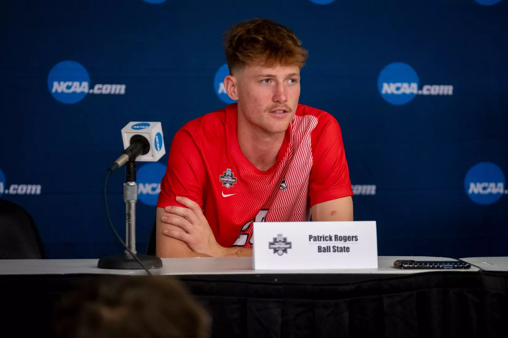 The Ball State men's volleyball team competes against the University of California Irvine in the NCAA Semi-Final at the Pauley Pavilion in Los Angeles, California on May 9, 2026 at Pauley Pavilion. Photo by Bobby Ellis/Ball State University.