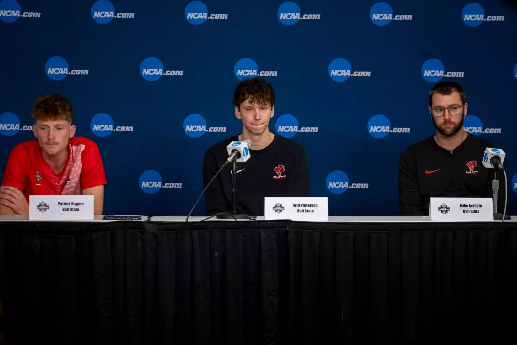 The Ball State men's volleyball team competes against the University of California Irvine in the NCAA Semi-Final at the Pauley Pavilion in Los Angeles, California on May 9, 2026 at Pauley Pavilion. Photo by Bobby Ellis/Ball State University.