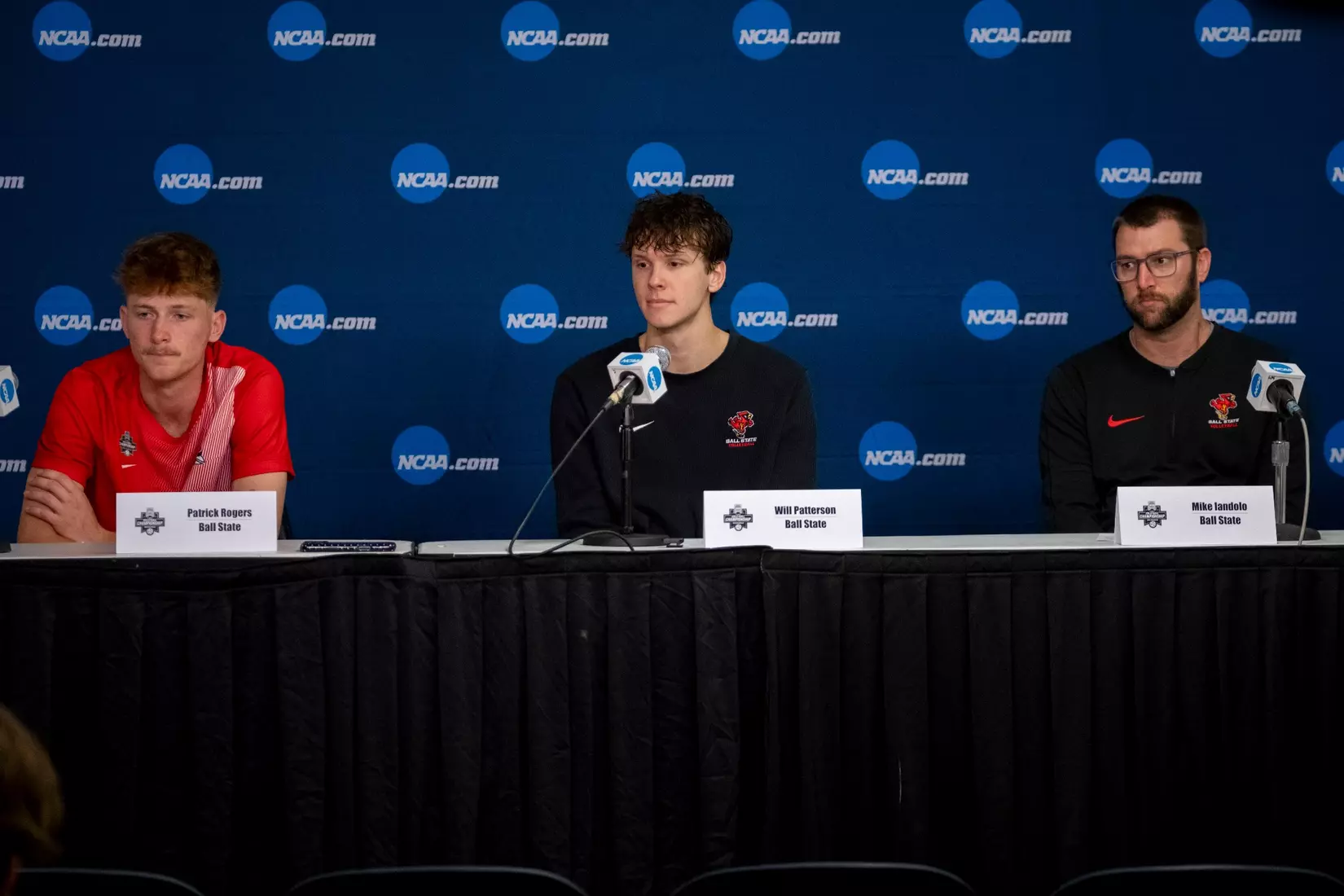 The Ball State men's volleyball team competes against the University of California Irvine in the NCAA Semi-Final at the Pauley Pavilion in Los Angeles, California on May 9, 2026 at Pauley Pavilion. Photo by Bobby Ellis/Ball State University.
