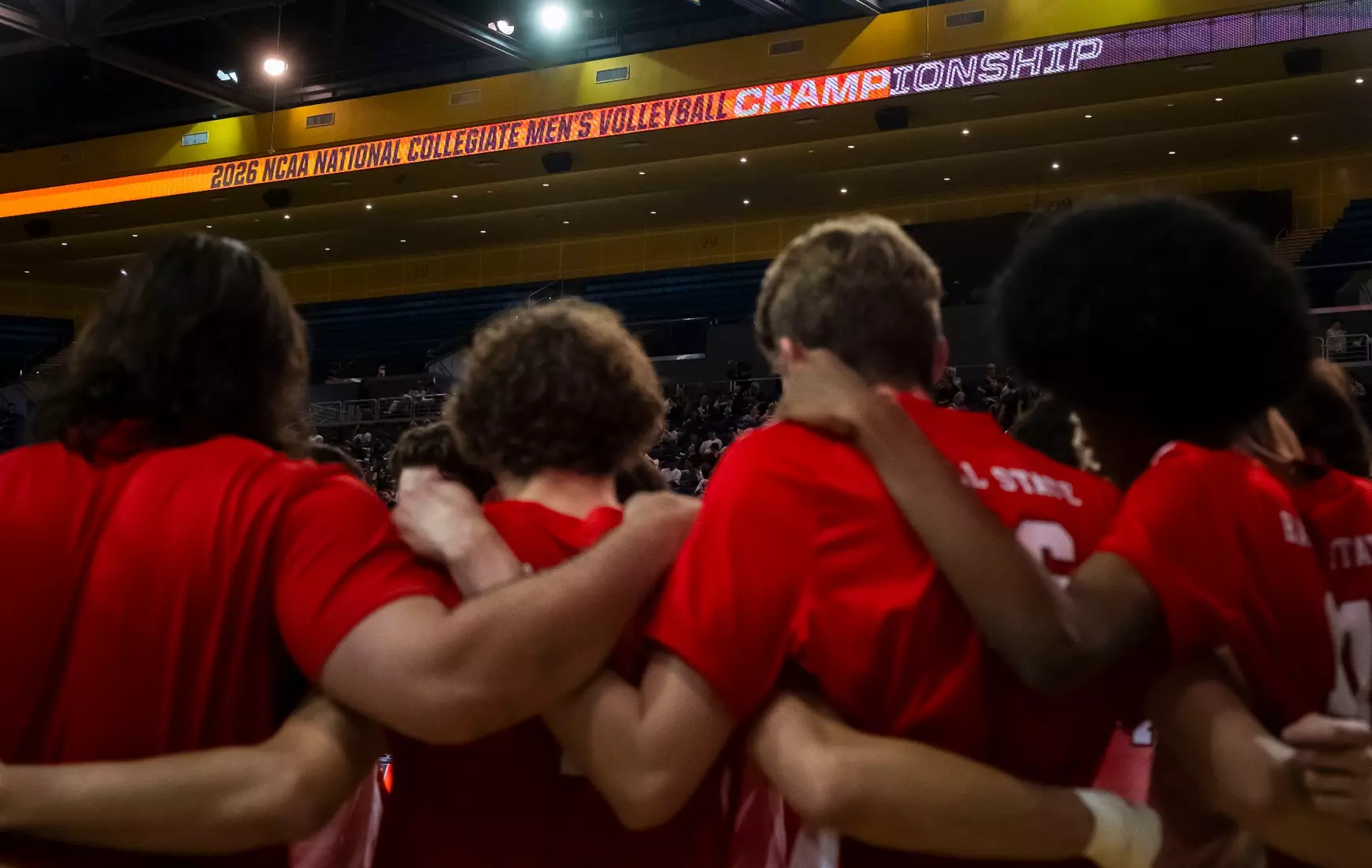 The Ball State men's volleyball team competes against the University of California Irvine in the NCAA Semi-Final at the Pauley Pavilion in Los Angeles, California on May 9, 2026 at Pauley Pavilion. Photo by Bobby Ellis/Ball State University.