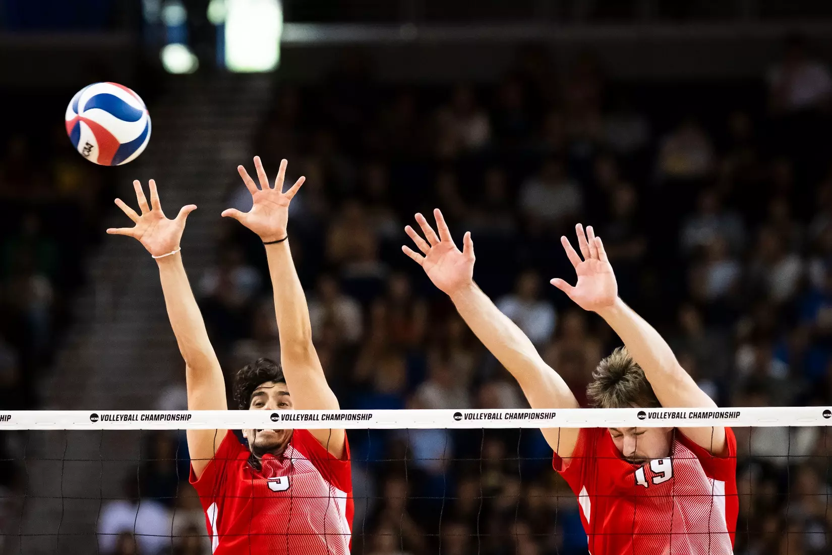 The Ball State men's volleyball team competes against the University of California Irvine in the NCAA Semi-Final at the Pauley Pavilion in Los Angeles, California on May 9, 2026 at Pauley Pavilion. Photo by Bobby Ellis/Ball State University.