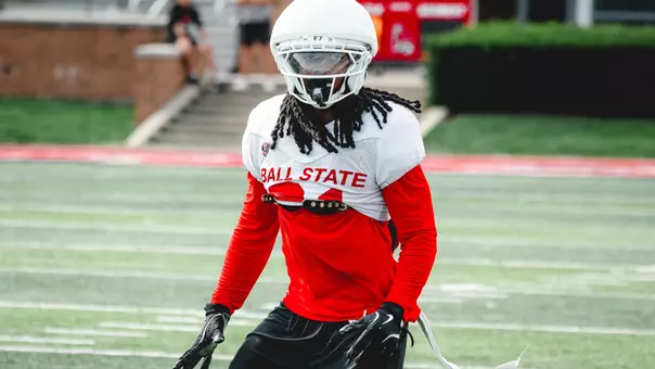 Ball State football defensive back Diante Griffin during practice at Scheumann Stadium