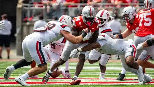 The Ball State Cardinals football team competes against the Ohio State University Buckeyes at Ohio Stadium in Columbus, Ohio on September 05, 2026. Photo by Bobby Ellis/Ball State University