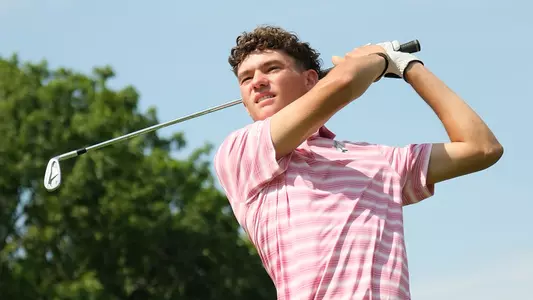 Happy Gilmore takes a shot during the team's photo day at the Delaware Country Club on August 31, 2026.