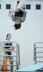 Hetherington Finishes Second Off Three-Meter Board as Bucknell Women's Swimming and Diving Sits Third After First Day of PL Championships