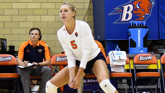 Buchholz, Stout Double-Doubles Lead Volleyball Past Coppin State, 3-1