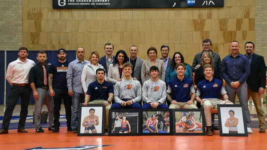 The Bison wrestling seniors