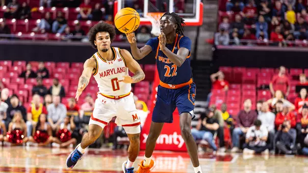 Images from the  Bucknell Bison vs Maryland Terrapins mens basketball  matchup on Wednesday, November 27 2024 at Xfinity Center,  in College Park,MD. The Bison started slow and battled hard all the way to the end but the Terps picked up a 91-67 win.