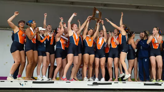 Bucknell Rowing Team with Patriot League Runner-Up Trophy