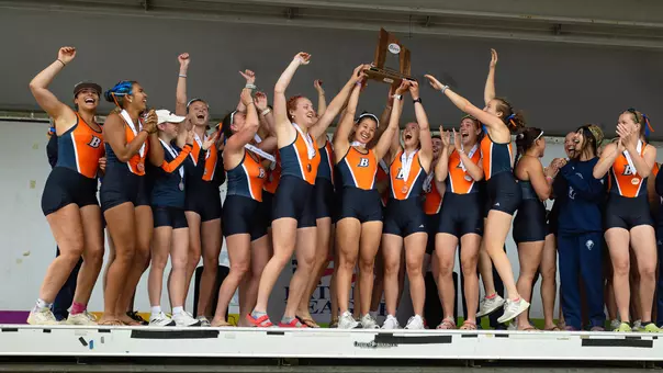 Bucknell Rowing Team with Patriot League Runner-Up Trophy