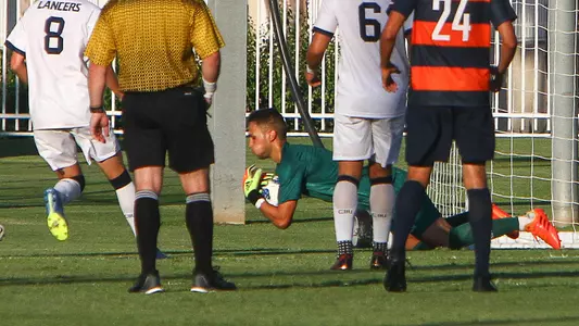 Albert Escuin makes 10 saves to keep CBU in front 1-0 at San Jose State.