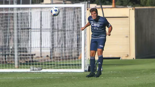 Nick Forrester heads the ball for CBU.