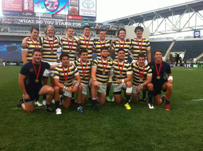 The Cal rugby team after winning the 2013 Collegiate Rugby Championship