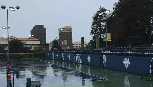 Rainy Hellman Tennis Complex during the Cal Winter Invitational