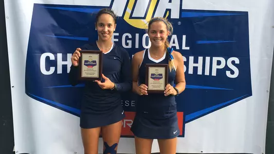 Karla Popovic (left who also won the singles crown) and Olivia Hauger (right) won the regional doubles title.