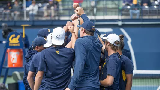 Cal men's tennis team huddle