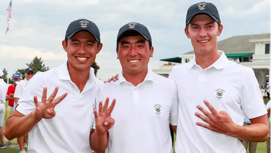 2017-09-10 Collin Morikawa, Doug Ghim and Maverick McNealy Walker Cup