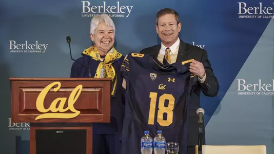 Chancellor Carol Christ and Athletic Director Jim Knowlton