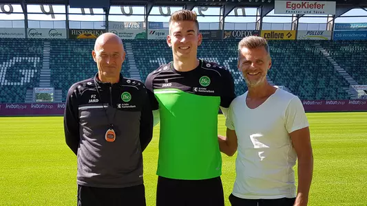 Jonathan Klinsmann with St. Gallen coach Ziedler and sporting director Sutter
