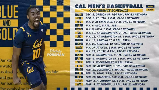 Cal Men's Basketball 2021-22 Pac-12 Schedule