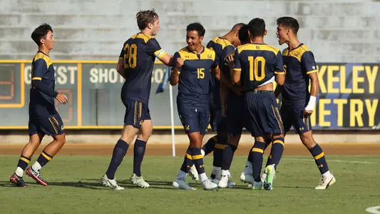 Bears celebrate a goal vs. SDSU