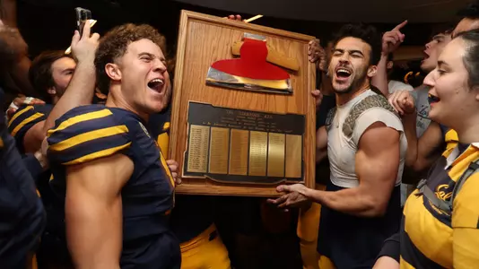 Cal players celebrating Big Game win