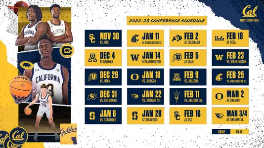 Cal Men's Basketball 2022-23 Pac-12 Schedule