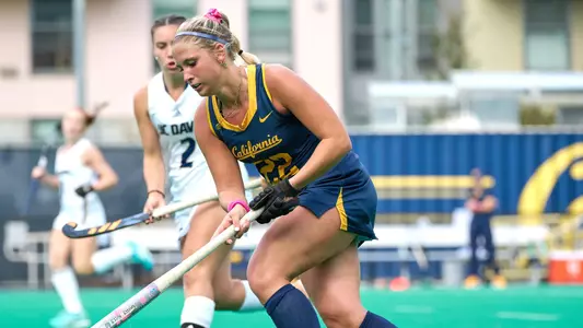 October 21, 2023; Berkeley, California, USA; Field Hockey; California Golden Bears vs UC Davis Aggies Senior Day at Underhill Field. Kitty Baccanello (22). (Photo credit: Robert Edwards/KLC fotos) Kitty Baccanello (22).