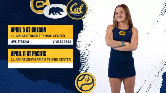 Preview graphic for w. tennis matches at Oregon, Pacific