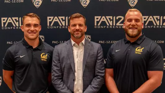 2023-07-21 Matthew Cindric Jackson Sirmon Justin Wilcox Cal Trio Talks 2023 At Pac-12 Football Media Day