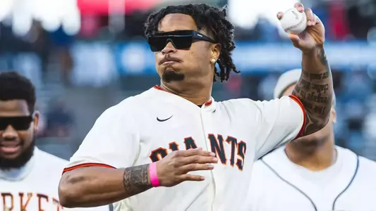 2024-04-27 Jaydn Ott Throws Out First Pitch On Cal Night At Giants Game