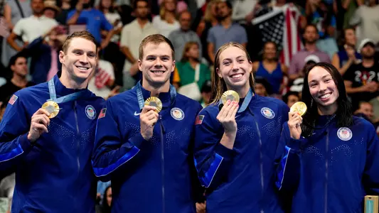 MSWIM Ryan Murphy mixed 4x100m medley podium