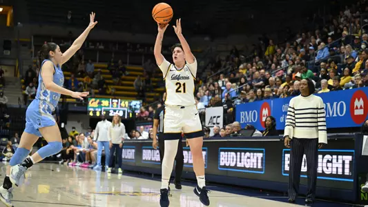 Cal WBB: Ioanna Krimili shoots a 3-pointer against North Carolina