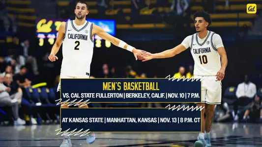 John Camden and Justin Pippen give each other five at Haas Pavilion - Preview Graphic