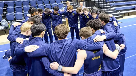 Cal Men's Gymnastics team at 2025 Senior Day