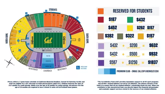 Cal Football Seat Map Pricing