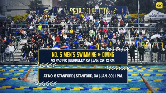 M Swim web graphic - at UOP, vs. Stanford