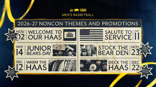 2026-27 Cal men's basketball nonconference themes and promotions at Haas Pavilion