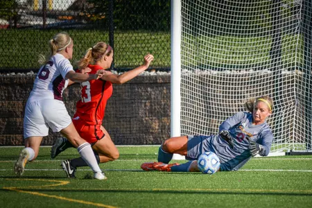 Kristen Knutson (right) makes a save in CMU's 3-1 win over Youngstown State on Friday.