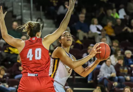 Tinara Moore scored 23 points and grabbed 10 rebounds in leading the Chippewas to an 80-61 win over Miami (Ohio) on Wednesday.