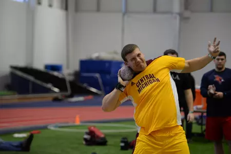 CMU freshman Logan Targgart turned in a solid performance in the shot put and the weight throw on Saturday at the Eastern Michigan Triangular.