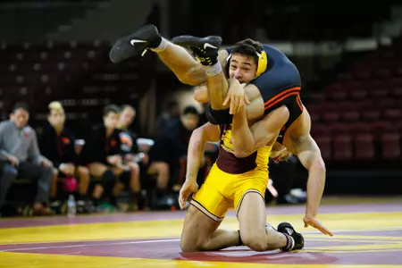 CMU junior Jordan Atienza finished in fourth place in the 174-pound open division last week at the Michigan State Open.